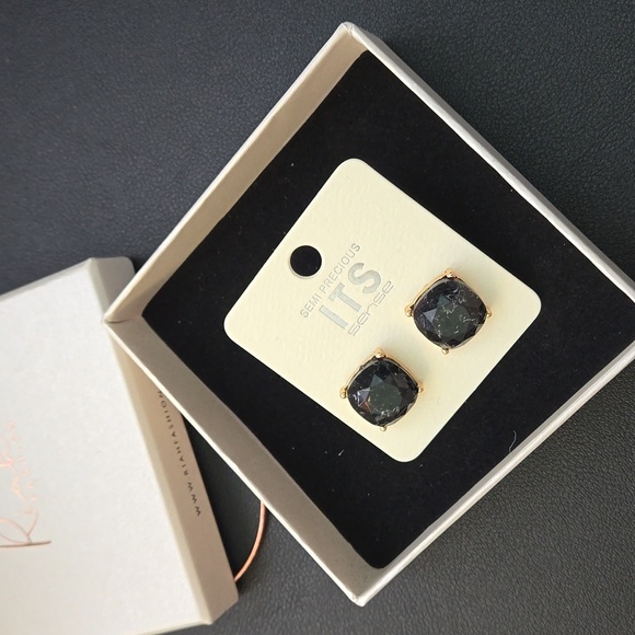 Cushion Cut Semi Stone Epoxy Stud Earrings, NWT - Picture 6 of 8